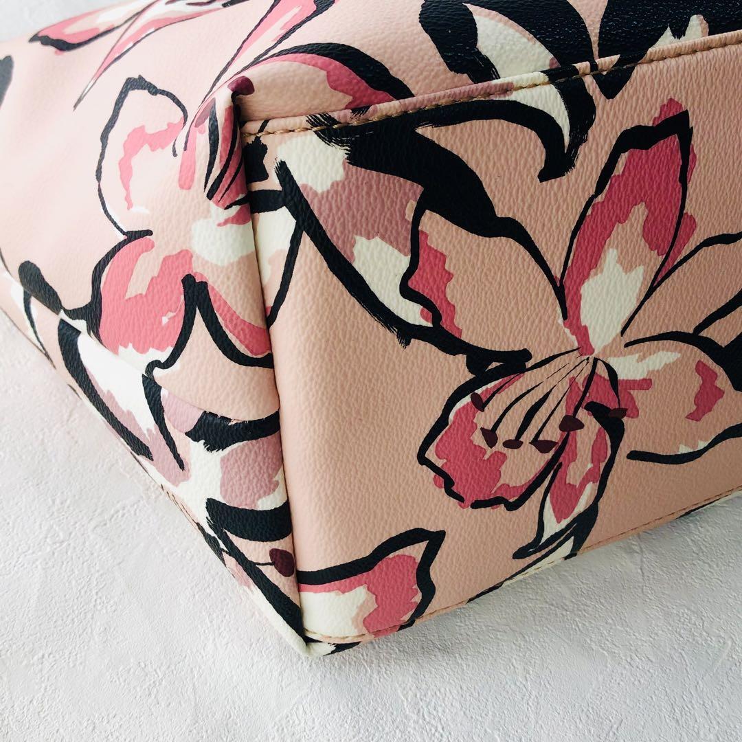 【美品】ケイトスペード トートバッグ マルチカラー 総柄 花柄 ピンク A4