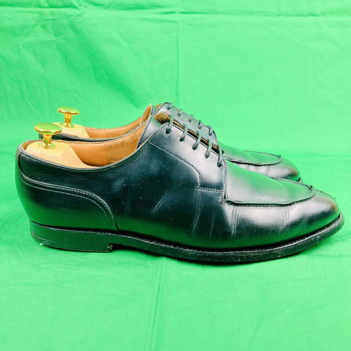 即決 CROCKETT&JONES 約27cm KENSINGTON Vチップ レザー ブラック 外羽 クロケット&ジョーンズ ケンジストン メンズ ビジネス_画像4