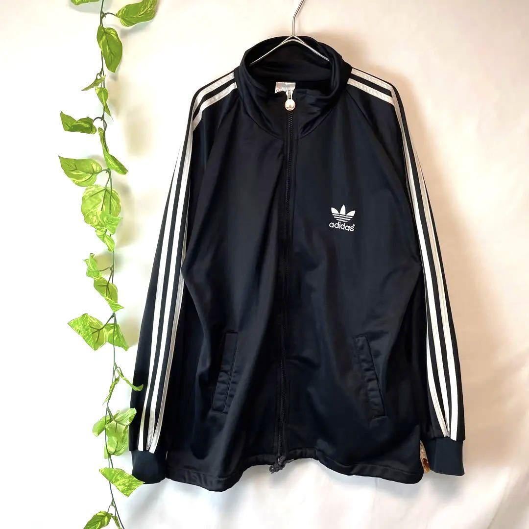 90s90'sY2K 美品 希少3XL adidas アディダス トラックジャケット ジャージ 黒白 ブラックホワイト 菅田将暉 メンズ バッグロゴ  ビッグロゴ