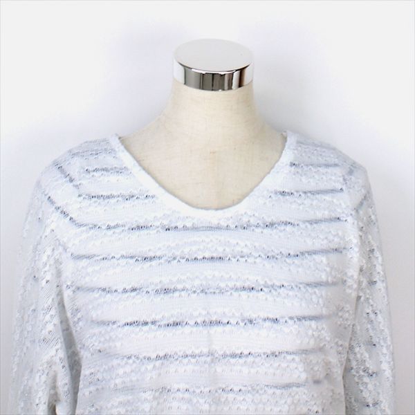 Last world 3L lame knitted ensemble white × border HusHush large size 