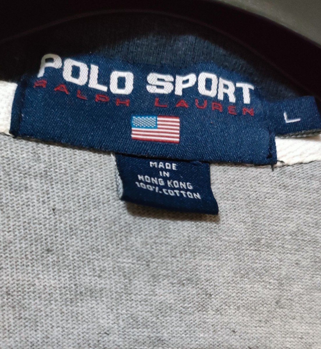 POLO SPORT ポロスポーツ Ralph Lauren ラルフローレン ヴィンテージ ラガーシャツ ロンT　長袖シャツ ヘザーグレー L 日本サイズ XL