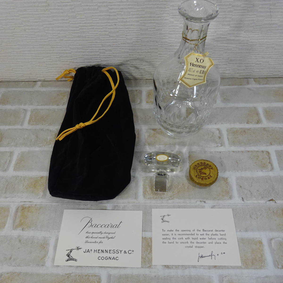 0903Y 【空き瓶】 HENNESSY XO Carafe Baccarat ヘネシーXO カラフェ バカラ 箱あり_画像2