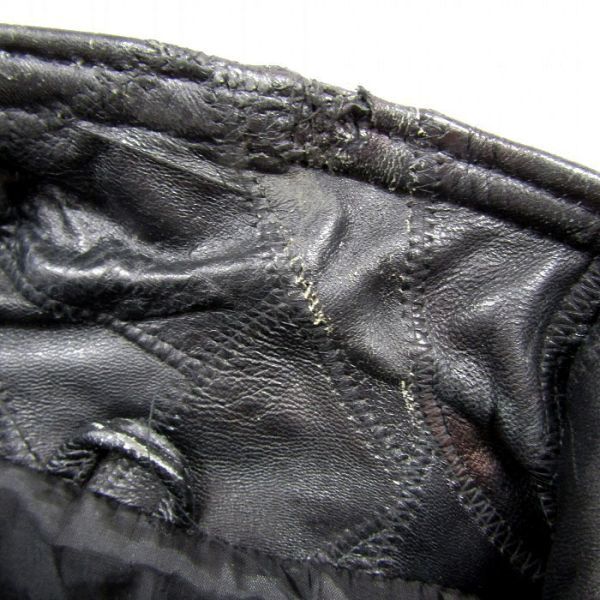本革 ビックサイズ 2X デザイン リアルレザー ブルゾン ジャケット バック 刺繍 ブラック 古着 ビンテージ 3S0401_画像8