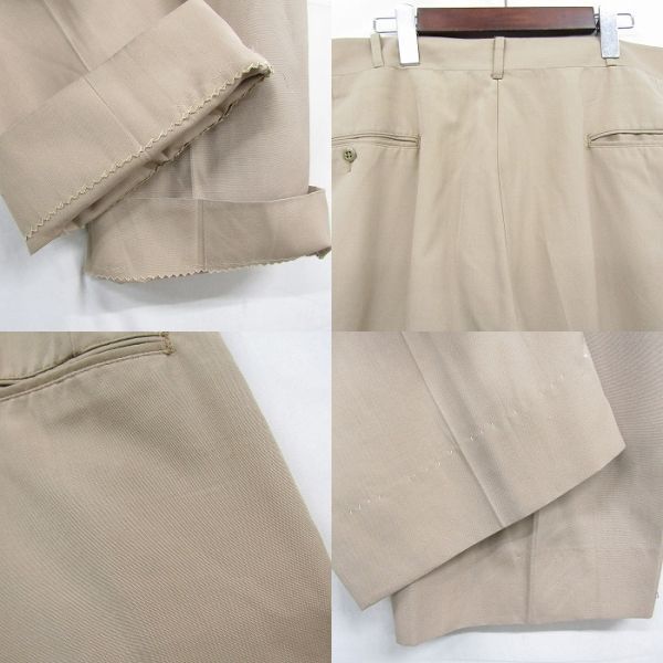 70s~ USA made size W36 degree Creightonno- tuck poly- slacks pants tiger u The - thin khaki k Ray ton old clothes Vintage 3S0708