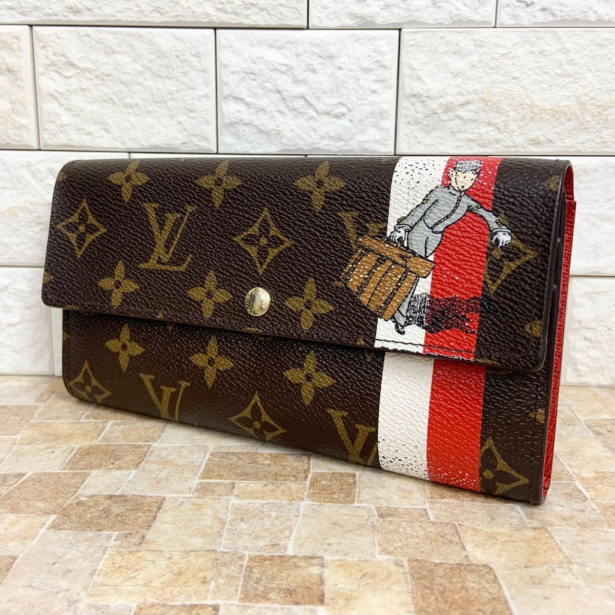 【希少】ルイヴィトン モノグラム グルーム 長財布 ポルトフォイユサラ LOUIS VUITTON ベルボーイ レア 赤 便利