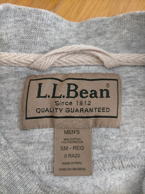 00s L.L.Bean ペルー製 刺繍ロゴ 前V スウェット 肉厚ボディ SM-R ★90sオールドアウトドア古着_画像7