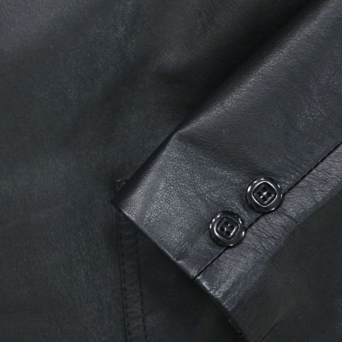 Leather Wear レザーウェア 牛革★ リアル カウ レザー テーラード ジャケット Sz.M　メンズ 黒 日本製　I3T01000_8#N_画像3