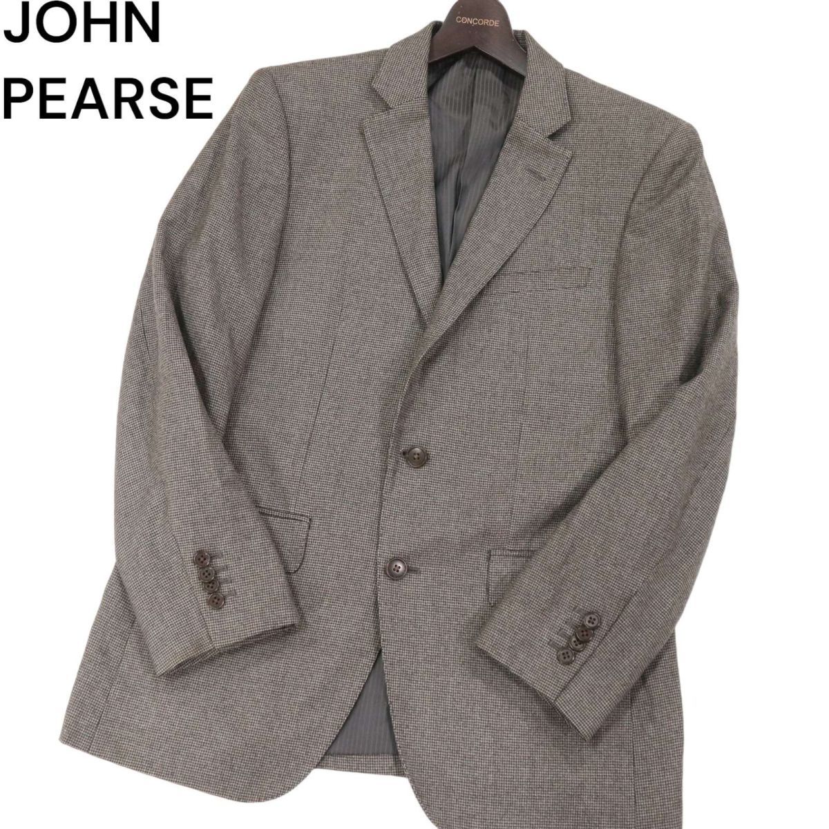 JOHN PEARSE ジョンピアース 秋冬 イタリア製 SUPER120'S生地★ 千鳥柄 テーラード ジャケット Sz.92A5　メンズ　I3T01123_9#N_画像1