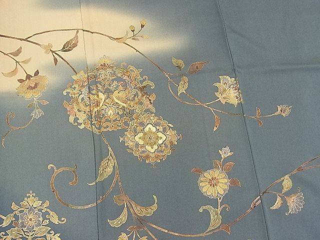 平和屋野田店■訪問着　向かい鳳凰正倉院花唐草文　暈し染め　金彩　逸品　n-pk2674_画像4