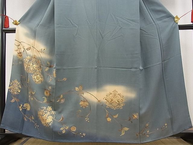 平和屋野田店■訪問着　向かい鳳凰正倉院花唐草文　暈し染め　金彩　逸品　n-pk2674_画像3