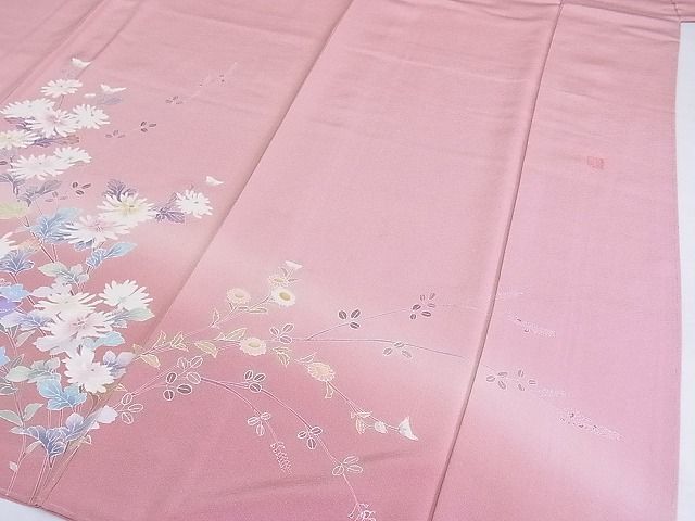 平和屋-こころ店■極上　訪問着　友禅　作家物　枝花文　暈し染め　着丈163cm　裄丈67cm　正絹　逸品　未使用　3kk2620_画像6