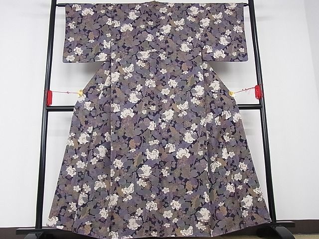 特価 平和屋-こころ店□極上 小紋 草花文 金彩 着丈158cm 裄丈63cm