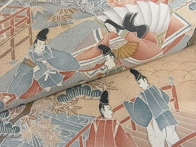 平和屋-こころ店■豪華色留袖　作家物　寿光織　人物風景文　金彩　着丈152cm　裄丈62cm　正絹　逸品　A-br5312_画像4