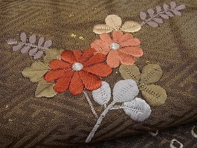 平和屋野田店■訪問着　絞り　刺繍　遠山花文　金彩　逸品　n-kn0673_画像5