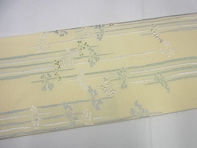 平和屋1■希少　夏物　西陣　川島織物謹製　九寸名古屋帯　枝梅　銀糸　逸品3s4379_画像3