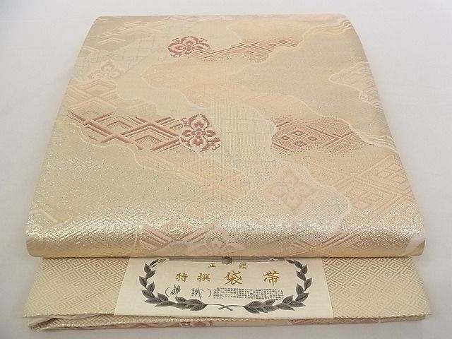 平和屋-こころ店■六通柄袋帯　道長花文　錦織　金銀糸　正絹　逸品　A-pf5185_画像1