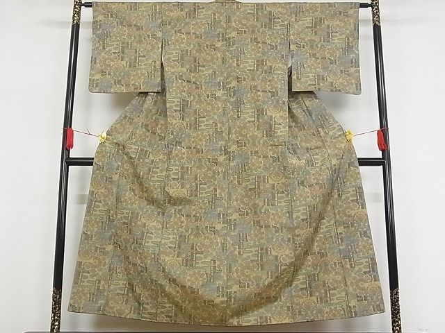 平和屋-こころ店■上質な小紋　幾何学花文　着丈151cm　裄丈62cm　正絹　逸品　A-ck4834_画像2