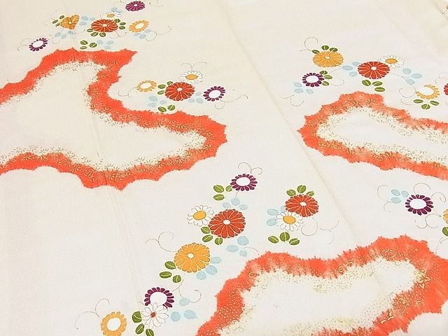 平和屋-こころ店■訪問着　駒刺繍　花唐草文　金彩　着丈161cm　裄丈62cm　正絹　逸品　B-oa6074_画像4