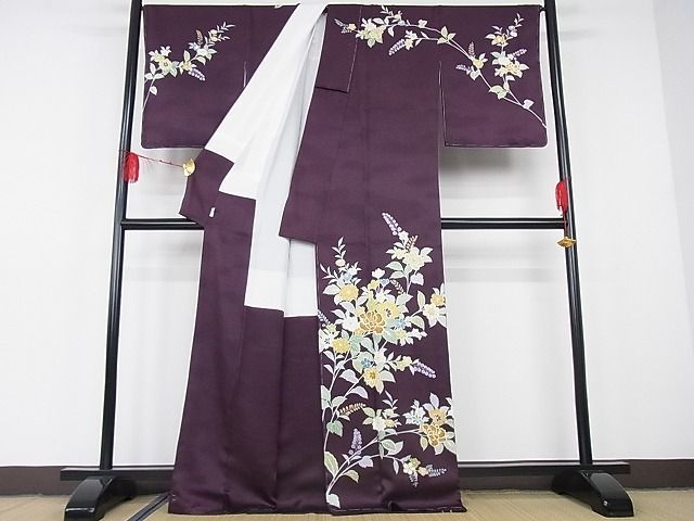  flat peace shop - here . shop # finest quality establishment 460 year * thousand . visit wear branch flower writing purple . color metal . dress length 168cm sleeve length 69cm silk excellent article unused 3kk2785