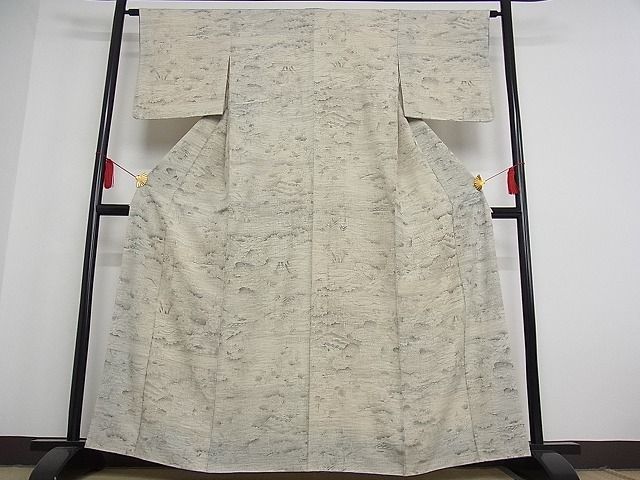 平和屋-こころ店■上質な小紋　風景草花文　着丈162cm　裄丈62cm　正絹　逸品　B-oa6028_画像2