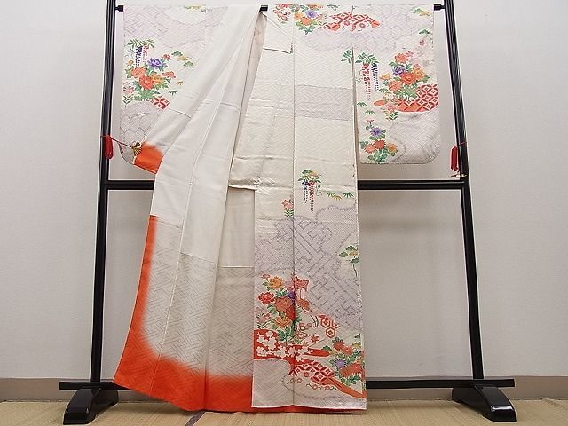 平和屋野田店■訪問着　絞り　道長吉祥御所車花文　金彩　逸品　n-kn0782_画像2