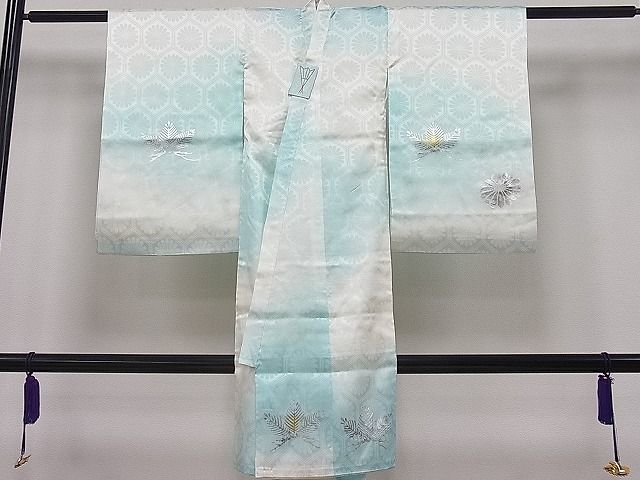 平和屋1■男の子　祝着　産着　初着　長襦袢セット　のしめ　お宮詣り　刺繍　鷹　童子笹竹松文　金彩　逸品　ut5099_画像9