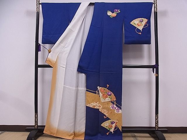 平和屋1■訪問着　渡り橋檜扇花文　金彩　逸品　fb8868_画像2