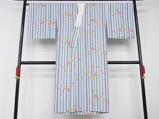 平和屋-こころ店■長襦袢　無双仕立て　舞桜　正絹　逸品　3kk2998