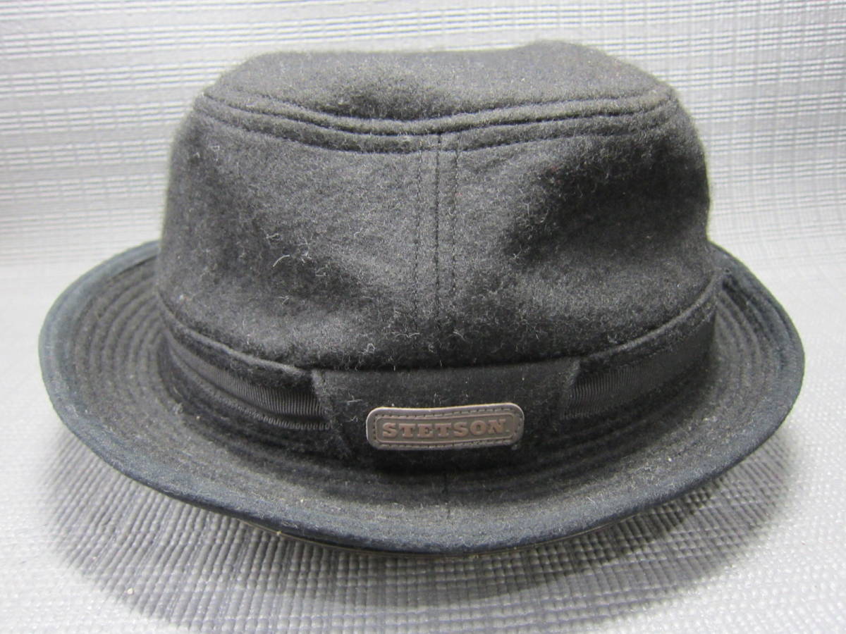 日本製　STETSON ステットソン　SEB86　ソフト帽　ウールハット　帽子　黒　56.5cm　S2309B_画像2