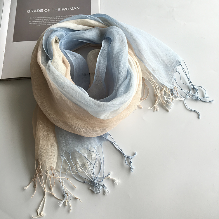  free shipping * new goods * fine quality France natural linen100%! gradation large size stole scarf! UV measures cooling measures 
