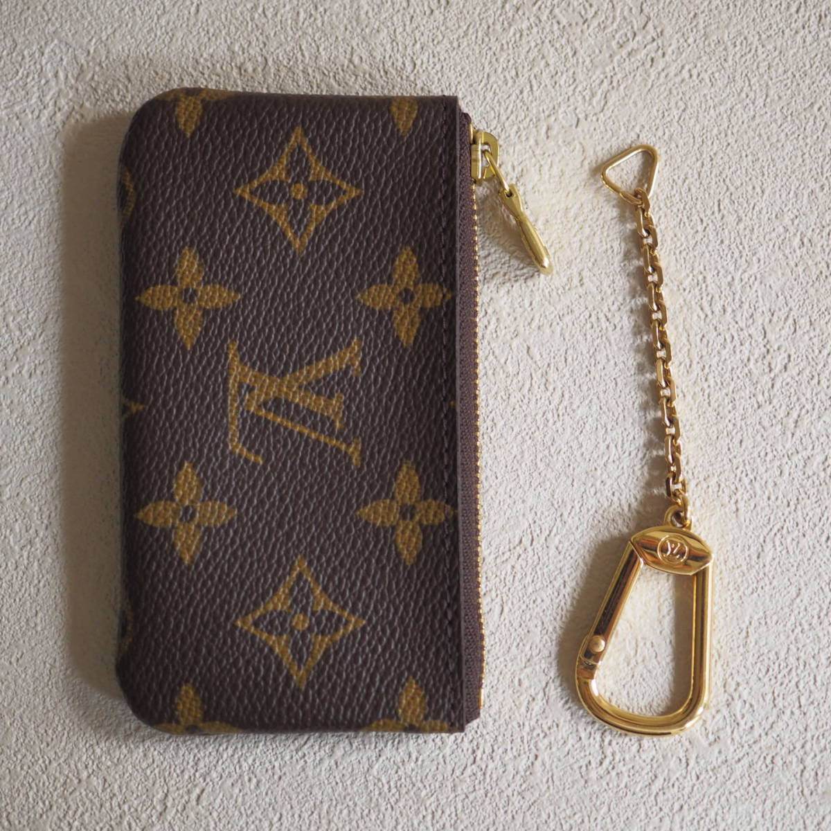 良品★ ルイヴィトン LOUIS VUITTON ポシェットクレ モノグラム コインケース M62650 PVC ブラウン キーリング付き/ ブランド_画像7