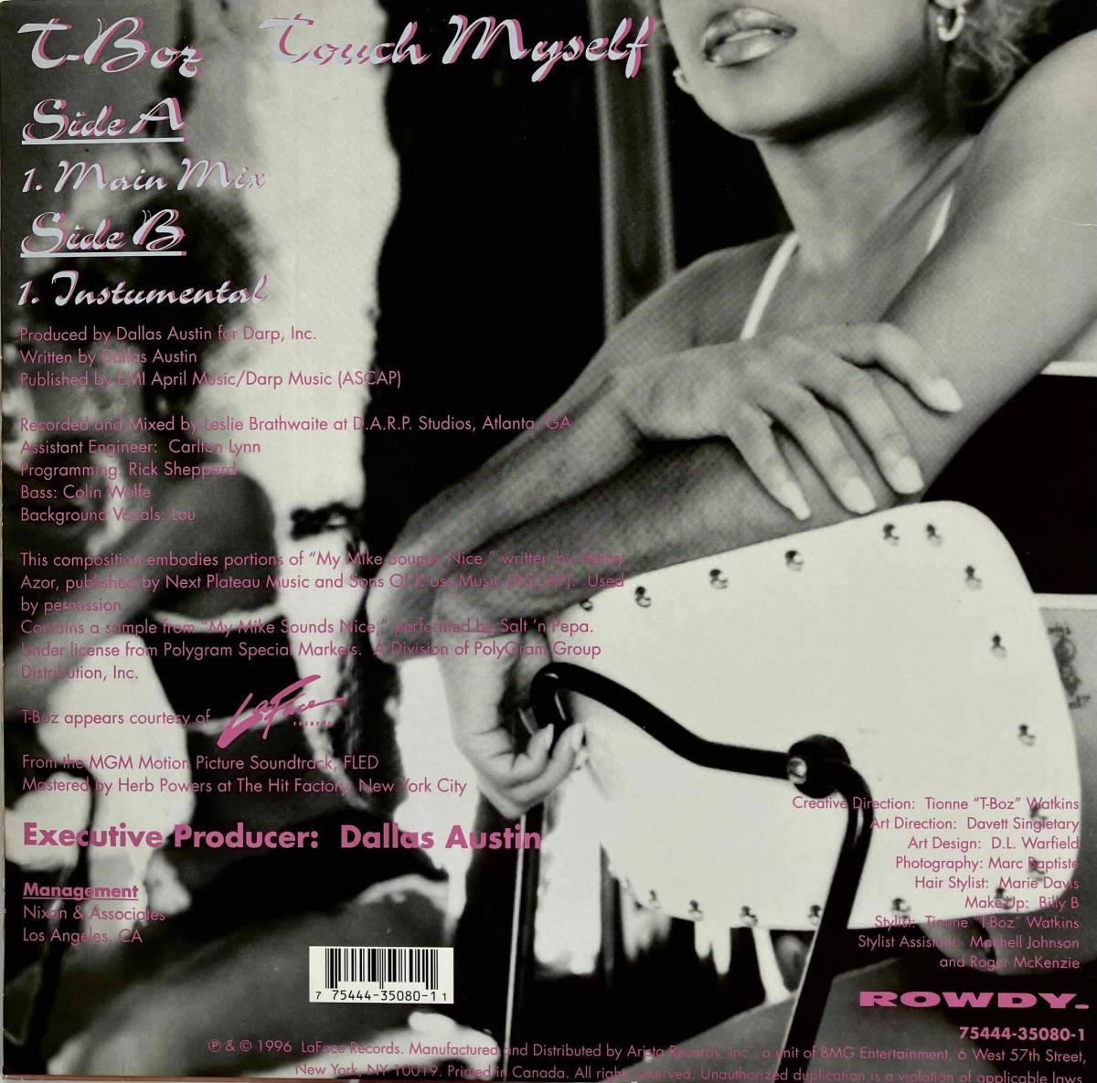 T-Boz / Touch Myself【12''】1996 / US / Rowdy Records / 75444-35080-1 / 検索：333yen vinyl_画像2