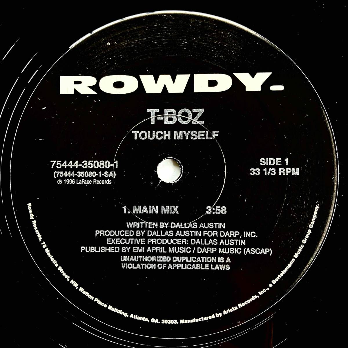 T-Boz / Touch Myself【12''】1996 / US / Rowdy Records / 75444-35080-1 / 検索：333yen vinyl_画像3