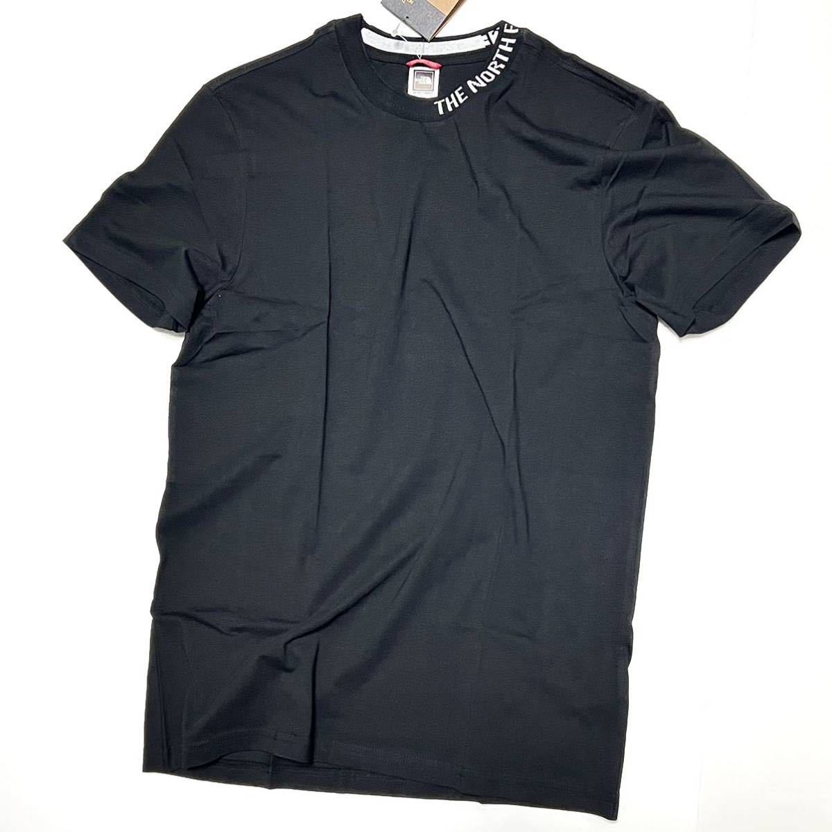 L 新品 海外限定 ノースフェイス オーバーサイズ ネックロゴ Tシャツ 黒 襟ロゴ ブラック ネック 襟元ロゴ 日本未発売 ロゴT ZUMU TEE