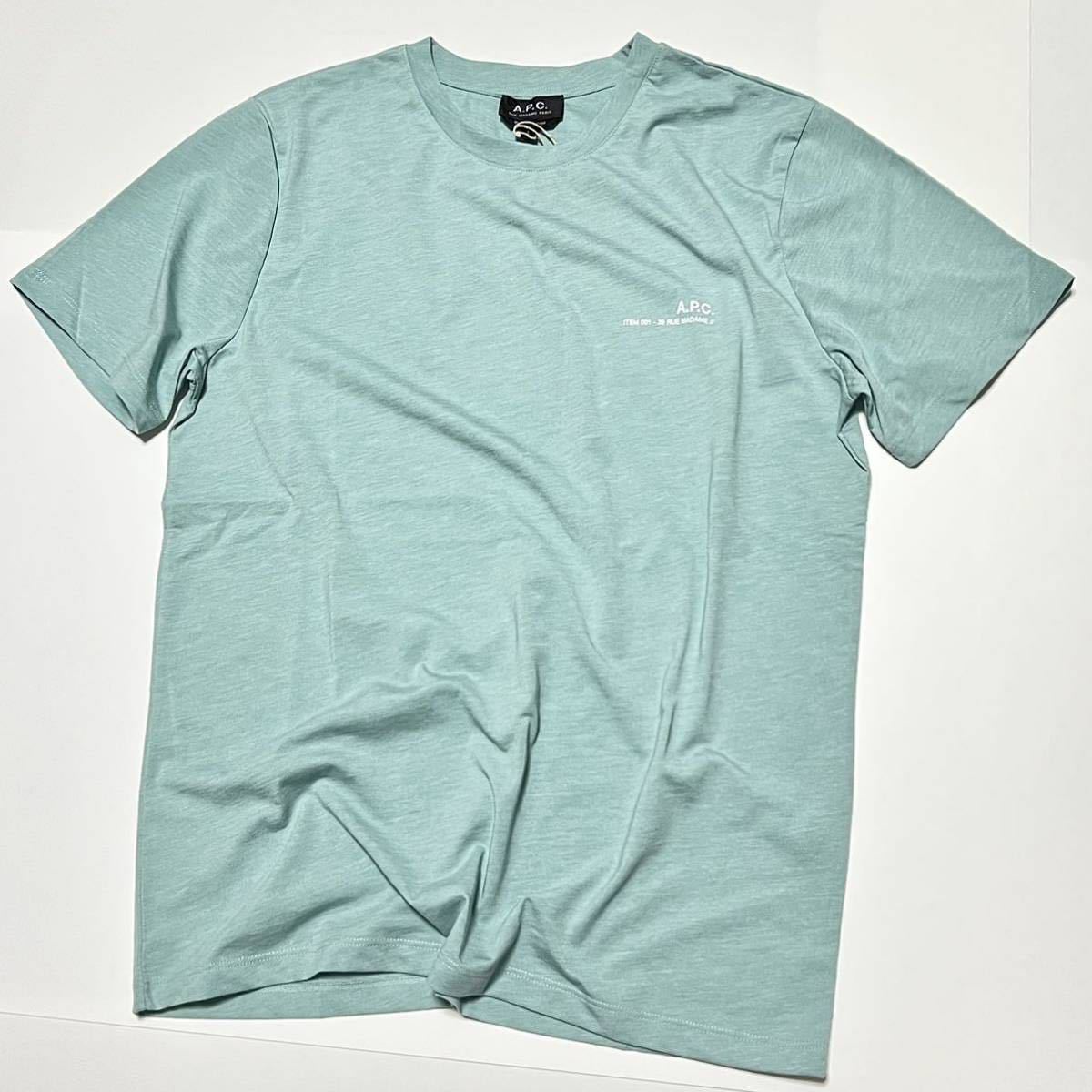 XL 新品 A.P.C. アーペーセー Item Tシャツ ミント APC 半袖 アイテム TEE ロゴ ロゴT 胸ロゴ ワンポイントロゴ アイテムT 水色 ターコイズ_画像2