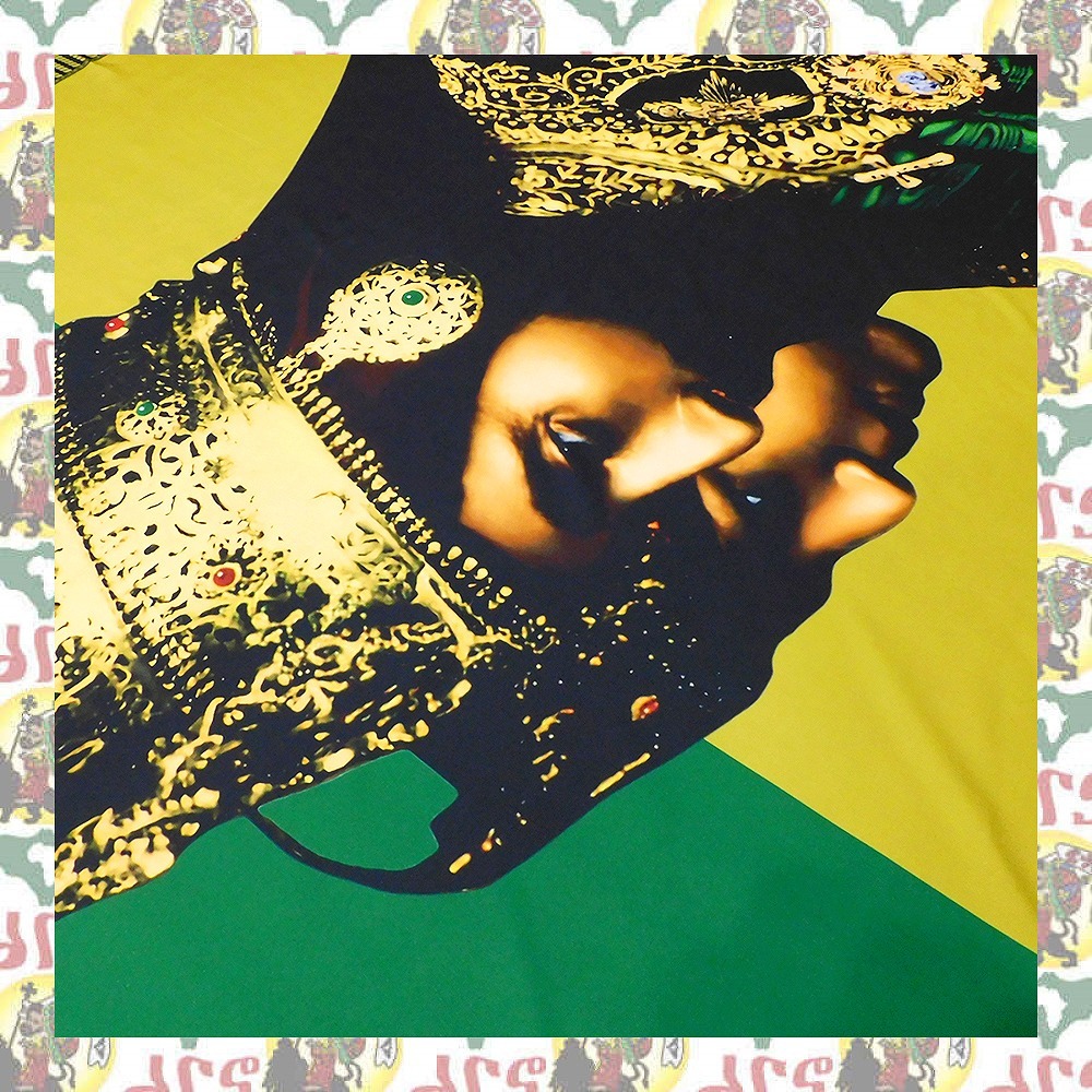 【drs】ラスタ旗　KING ALPAH & QUEEN OMEGA 200cm x 150cm 壁飾り レゲエ フラッグ ライオン ラスタ JAH ETHIOPIA MOA AMBESSA