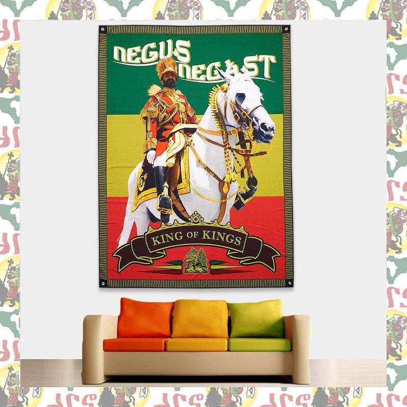 【drs】ラスタ旗　Haile Selassie I 200cm x 150cm 壁飾り レゲエ フラッグ ライオン ラスタ JAH ETHIOPIA MOA AMBESSA c