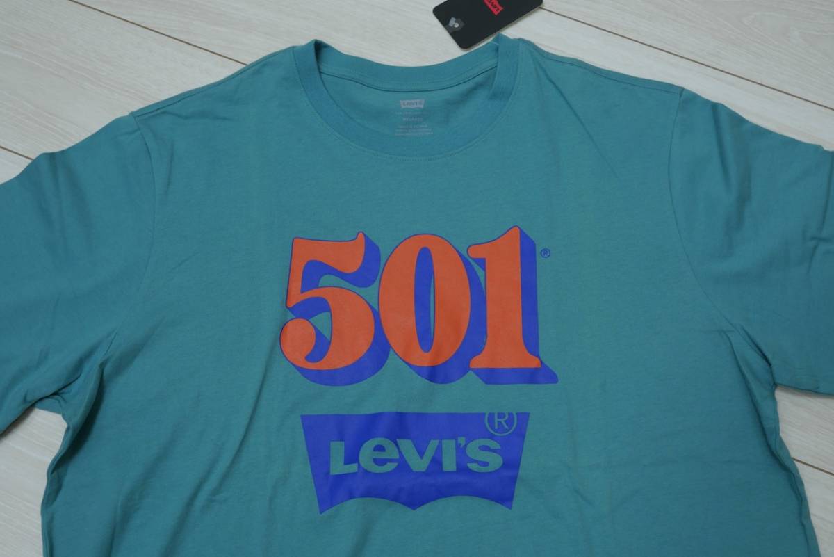 リーバイスA3546-0010 XLサイズ リラックスフィット 半袖 Tシャツ 501 グリーン系 カットソー クルーネック_画像2