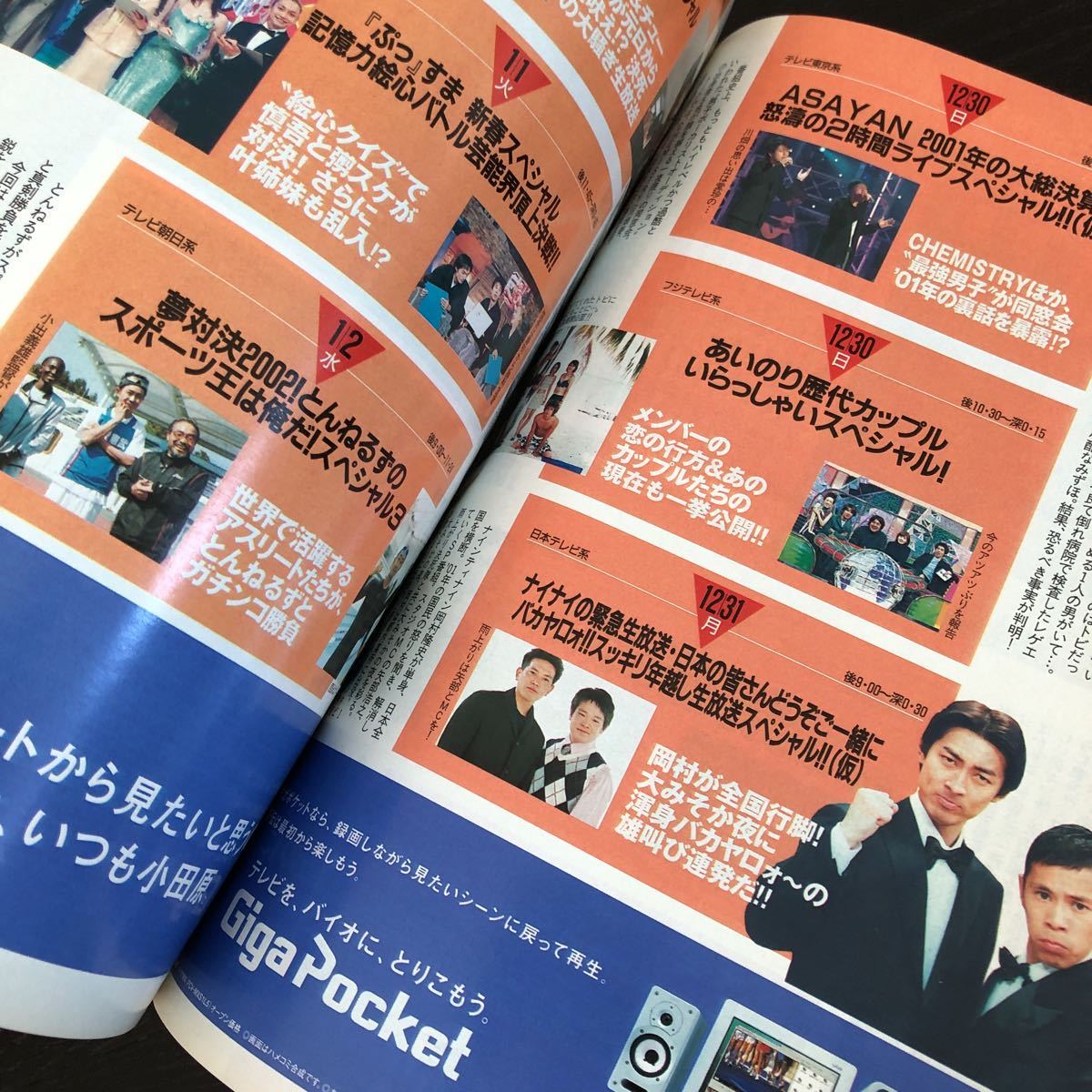 リ34 TVガイド 2001年 2002年 ジャニーズ 雑誌 新聞 ガイド ドラマ 映画 番組表 BS SMAP アニメ 芸能 歌手 音楽 スポーツ 浜崎あゆみ 紅白_画像5