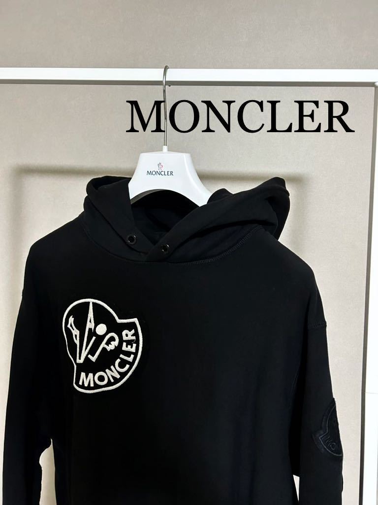 モンクレール★ジーニアス★ビッグロゴ★フーディー★size L★正規品★ブラック★