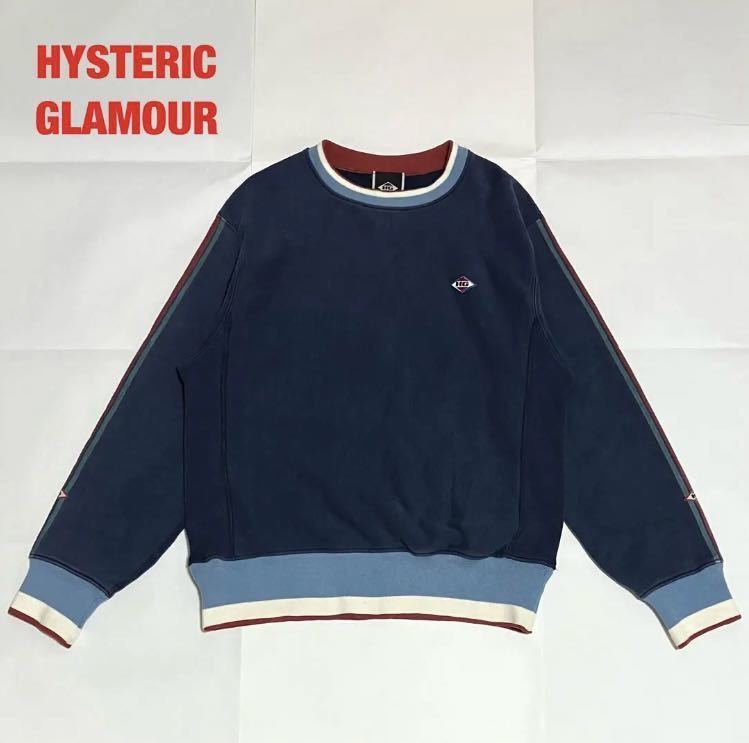 【希少】HYSTERIC GLAMOUR　ヒステリックグラマー　ロゴスウェット　リバースウィーブ　裏起毛　刺繍　初期タグ　3本ライン　90s　4CS-0032_画像1