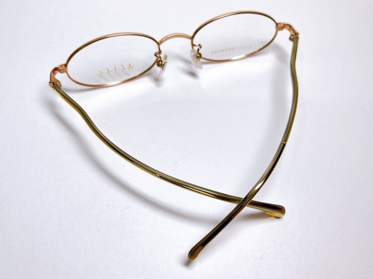 日本製　メガネ　ACIES　★　メタルフレーム　女性用　オレンジ　★　オーバル型　シンプル　メガネフレーム　眼鏡
