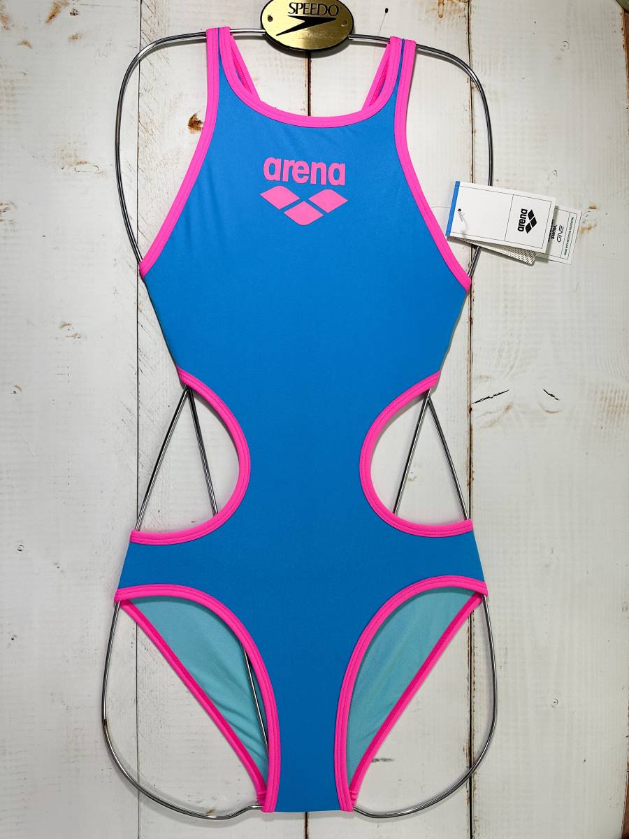 即決】Arena アリーナ 女性用 競泳水着 Big Logo Turquoise／Pink USA26の画像1