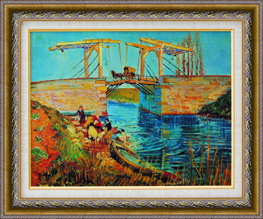 絵画 額装絵画 ヴィンセント・ヴァン・ゴッホ 「アルルのはね橋」 世界の名画シリーズ サイズ F6