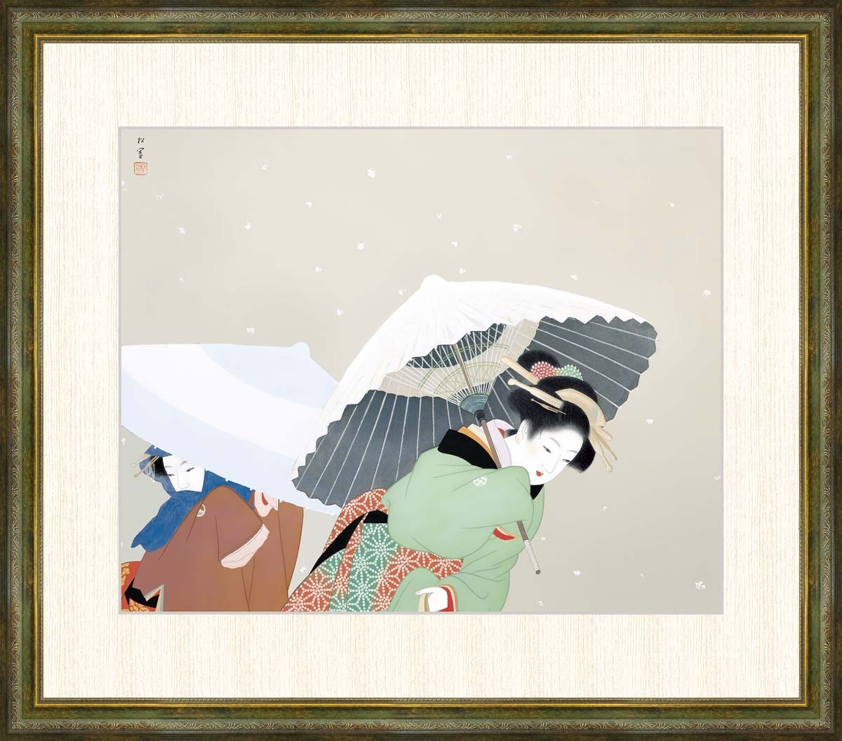 高精細デジタル版画 額装絵画 上村松園作 「牡丹雪」 F8_画像1