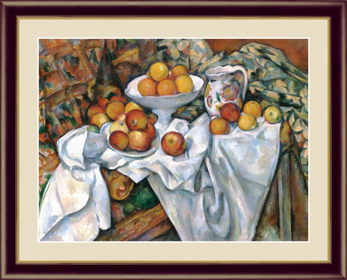 高精細デジタル版画 額装絵画 世界の名画 ポール・セザンヌ 「林檎とオレンジ」 F6
