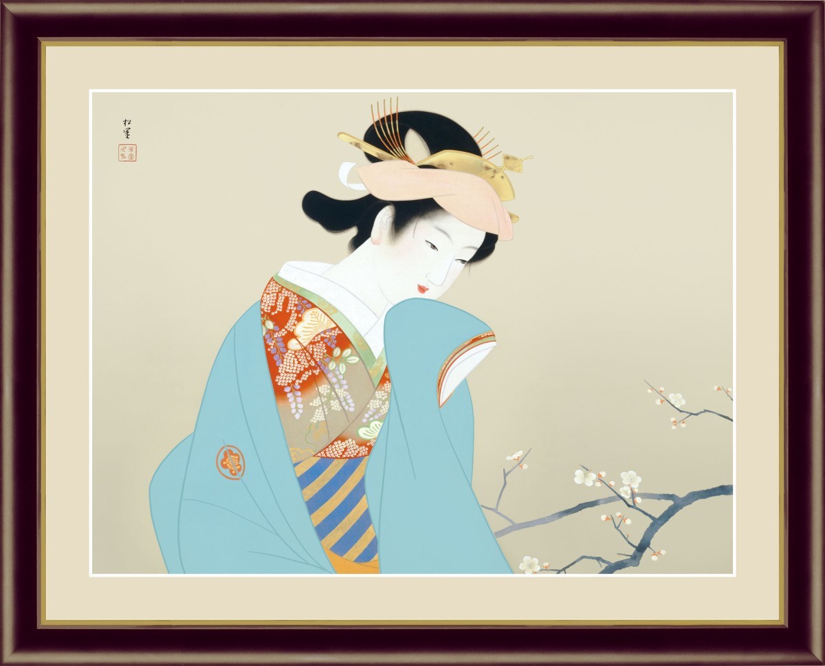 高精細デジタル版画 額装絵画 日本の名画 上村 松園 「春芳」 F6_画像1