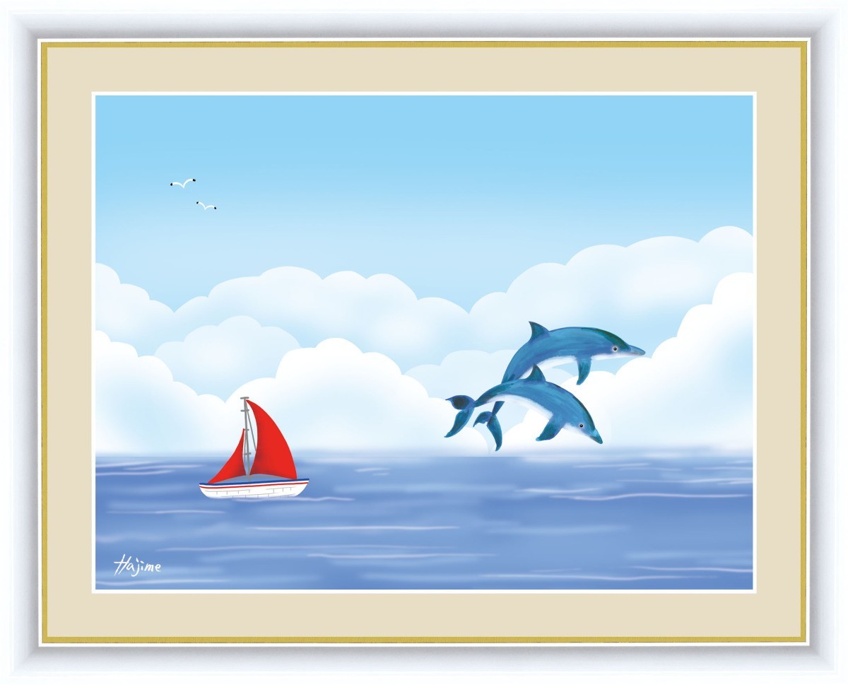  High-definition digital woodcut frame picture throat .. heart. scenery . many one work [ dolphin ] F4