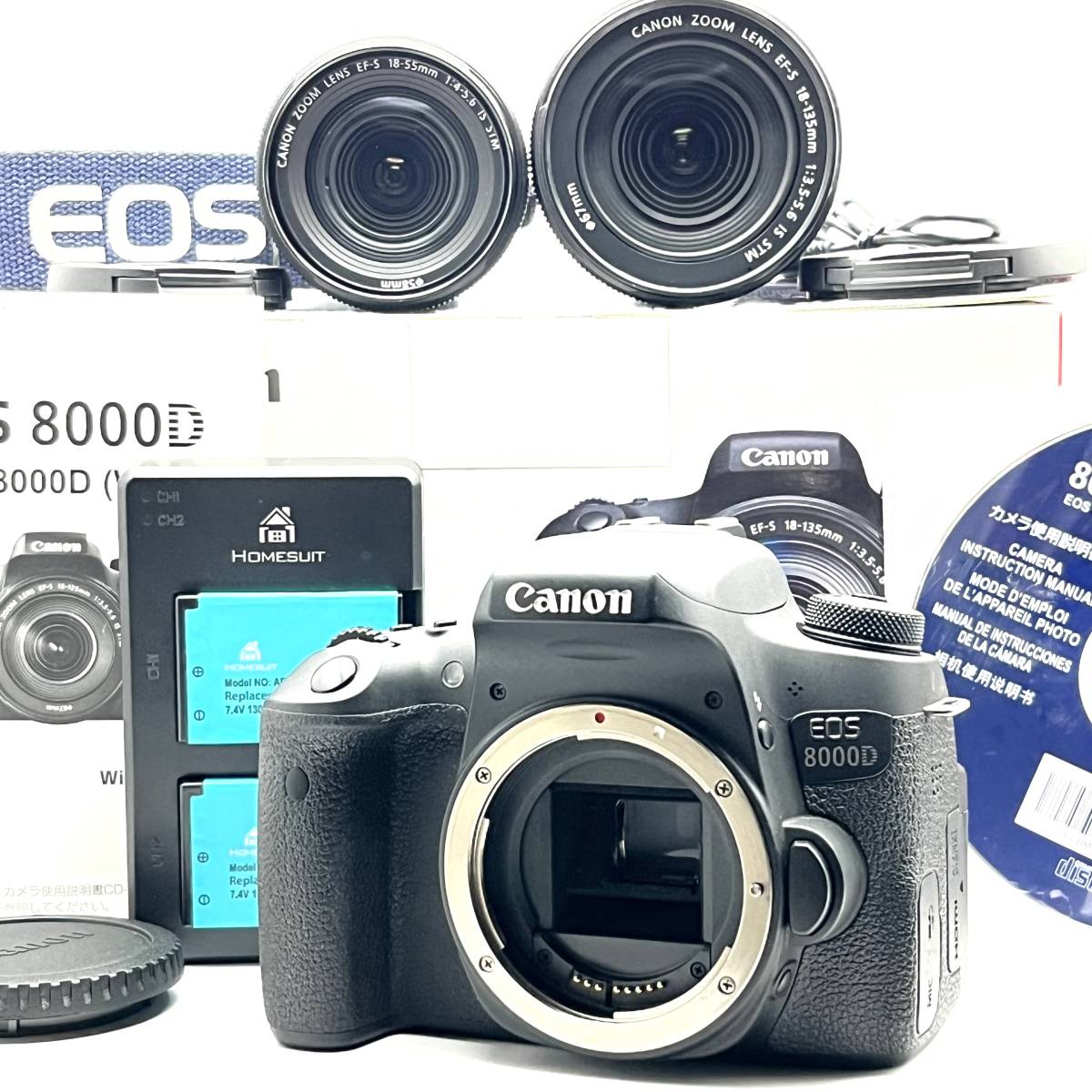 ★極上品★キャノン Canon EOS 8000D / 18-135 / 18-55 IS STM セット デジタル一眼レフ★ T4950#1657