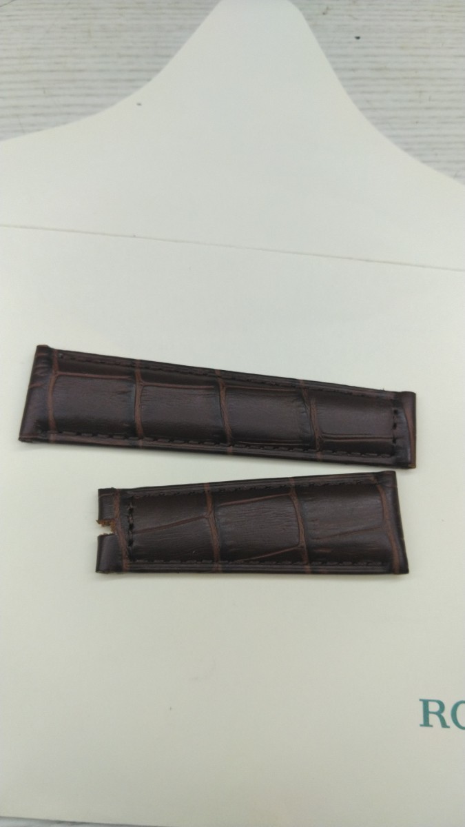 独特の上品 ROLEX 未使用 革ベルト ビンテージ アリゲーター 20mm 茶色